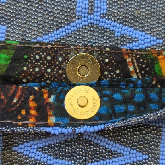 Dainty Aztec Beaded Flap Closure Metal Chain Mini Crossbody Bag Gray Periwinkle - Picture 6 of 11